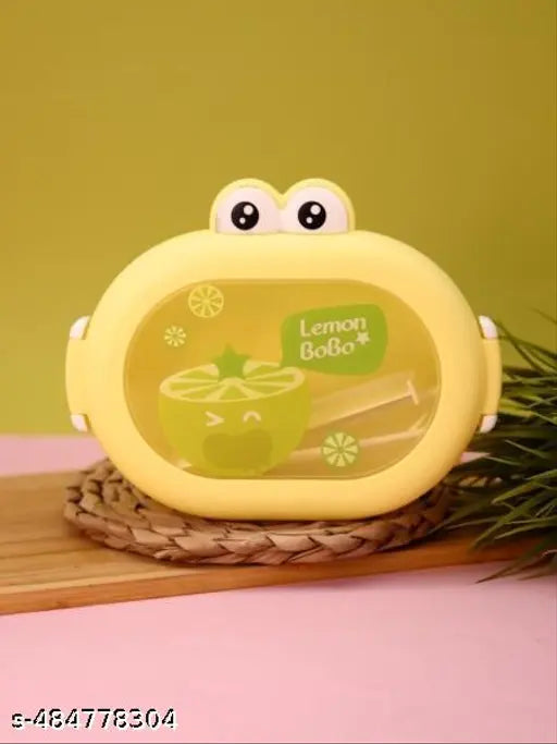  FROG THEME LUNCH BOX WITH CUTLERY - LEMON BOBO